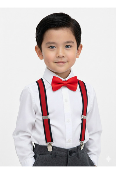 Masal Dünyası Bursa Boy's Trouser Suspenders and Bow Tie Set
