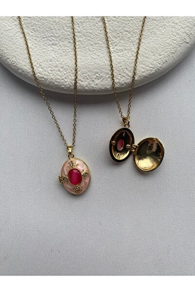 COLLECTİON Vintage Oval kapaklı Madalyon Kolye-anı kolyesi -fotoğraf koyulabilir