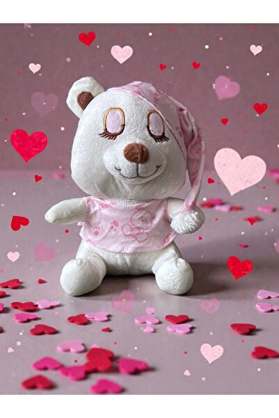 RoseVely Sevimli Uyku Ayıcık Peluş Oyuncak 25 cm Pembe Hediye Ayıcık