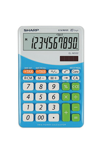 Sharp Office Calculator, 10 digits, 149 x 100 x 27 mm, dual power, EL-M332BBL...