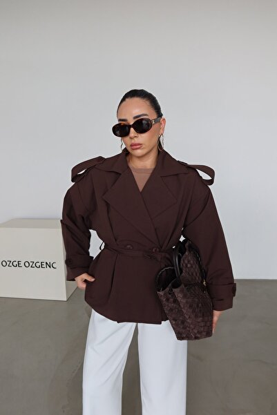 Özge Özgenç Kuşaklı Kruvaze Trençkot