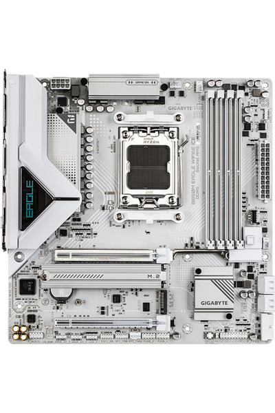 Gigabyte B850M EAGLE WIFI6E ICE Motherboard, AM5, DDR5, BT, Wi‑Fi, mATX, White