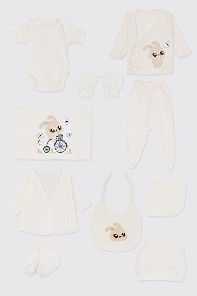 Panço Yenidoğan Tavşan Detaylı Ekru 10'lu Hastane Çıkış Seti