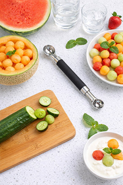 Binbirreyon Parisian Double-Sided Spoon Ball Removal Spoon 19cm Stainless Ste...