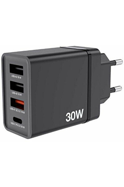 Verbatim Φορτιστής τοίχου USB 30W 1xUSB-C PD 3xUSB-A μαύρο