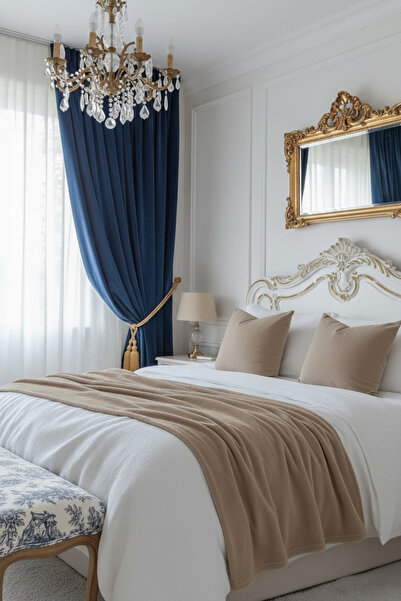 JACA 3'lü Keten Kumaş Dekoratif Yatak Runner & İç Dolgulu Yastık Kare Kırlent...