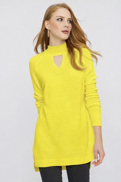 TENA Women's Light Yellow Knit Sweater with Front Window