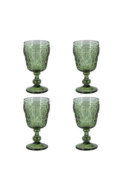 Lucky Art Florine 4-Piece Glass Goblet Set Green