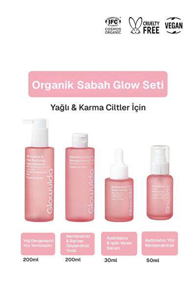 4’lu Organik Sabah Glow Seti | Yağlı & Karma Ciltler İçin
