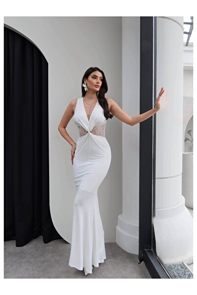 ESRAHELVACI Front Knot Lace Dress