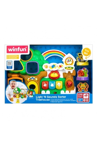 WINFUN Jucarie de sortare cu lumini si sunete casuta din copac