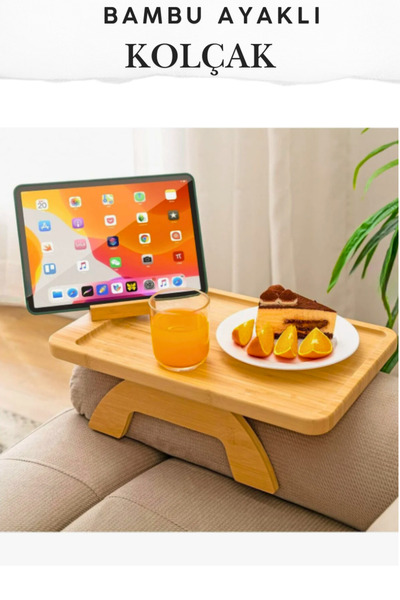 Penthouse Koltuk Kenarı Tepsisi, Bambu Koltuk Yanı Sehpası, Kolçak Sehpası Ku...