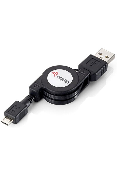EQUIP Cablu USB 2.0 A -> micro B St/St 1.00m retractabil negru