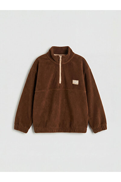 LC Waikiki Smeđa majica sa rajsferšlusom za dečake Visoka kragna