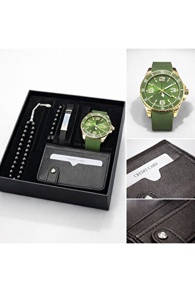 MEMİTA Premium Erkek Hediye Seti – Saat, Cüzdan, Tesbih, Bileklik ve Çakmak Ö...