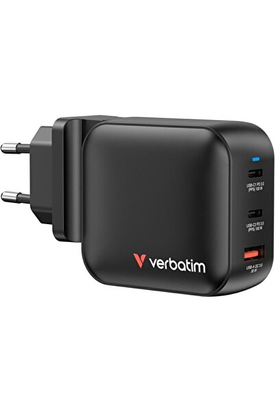 Verbatim Мини GaN зарядно устройство 100W 3 порта US/EU/UK ADP 32230