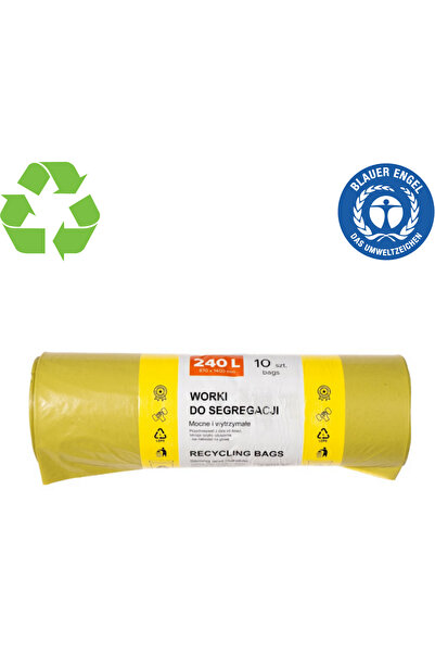 Resaco Рециклирани пластмасови торбички, стандартни, 240 л, 87x140 см, 27 мик...