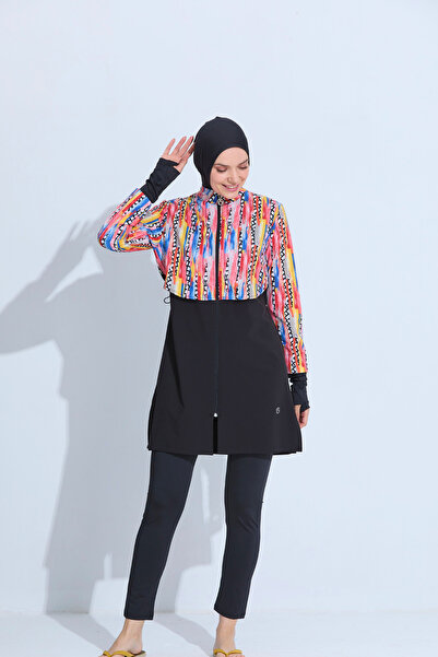 İYİBU Women's Fully Covered Hijab Swimsuit 4-Piece Set Zippered Lycra