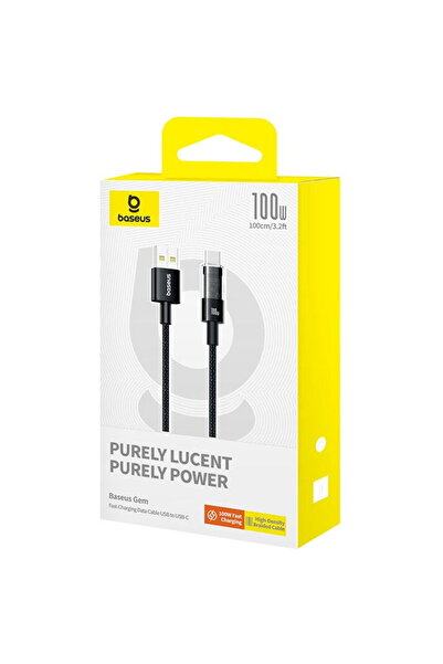 Baseus Cablu de date Gem, încărcare rapidă, USB la USB Tip-C 100W, 1m, Negru