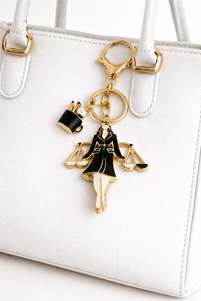 Modex Black Robed Female Lawyer Justice Keychain