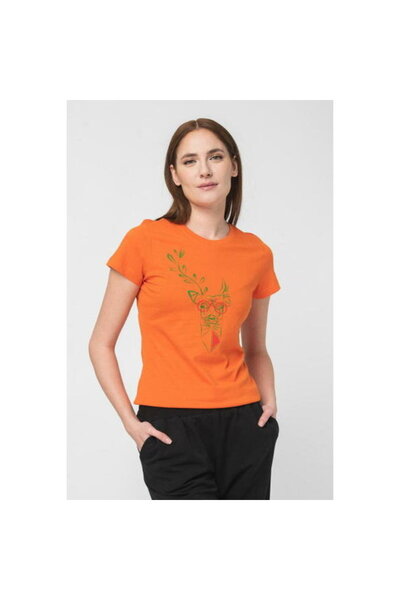 Pegas T-Shirt Deer Family Women Orange-XS