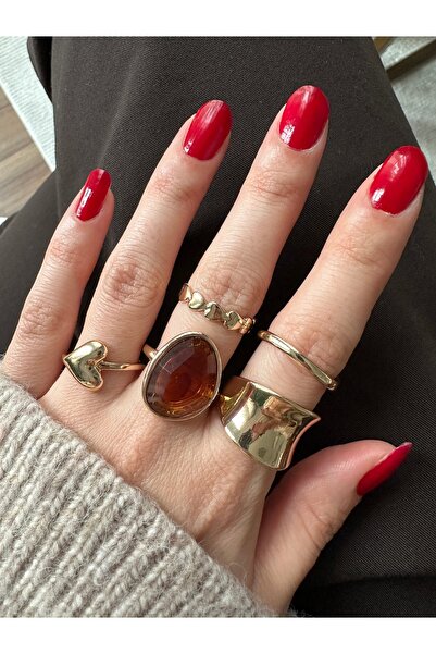 ringbox مجموعة من 5 خواتم بنية اللون