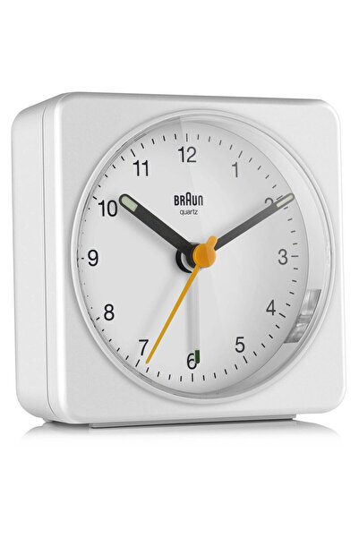 Braun Ceas de birou BC 03 W cu cuarț, alarmă analogică, alb