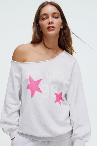 Bershka Asimetrik baskılı sweatshirt