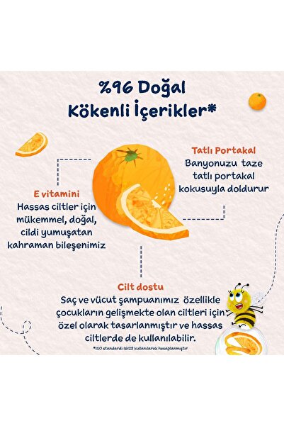 Genel Markalar Organik Tatlı Portakal Özlü Çocuk Saç ve Vücut Şampuanı 500ml