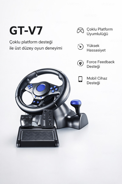 Voltico GT-V7 Profesyonel Direksiyon Seti Çoklu Platform Uyumlu • Yüksek Hass...