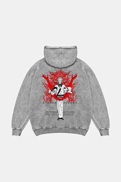 Sekizbiraltı Ryomen Sukuna Štampano Oversize kroj Unisex periva bela majica s...