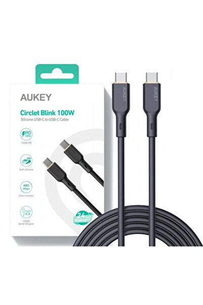 AUKEY CB-SCC101 Τροφοδοτικό USB-C τύπου C PD 100W 5A 1m Σιλικόνης Μαύρο