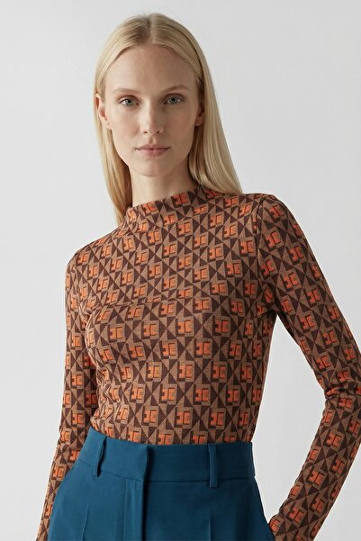 Rays 242143 Bluză cu guler înalt și model, portocalie