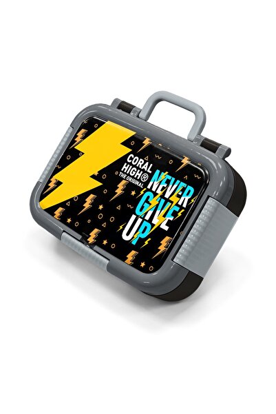 Coral High صندوق غداء من الفولاذ المقاوم للصدأ بنمط Never Give Up باللون الأس...