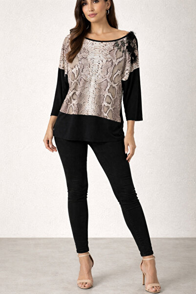 Desen Triko Twomail Leopard Patterned Blouse