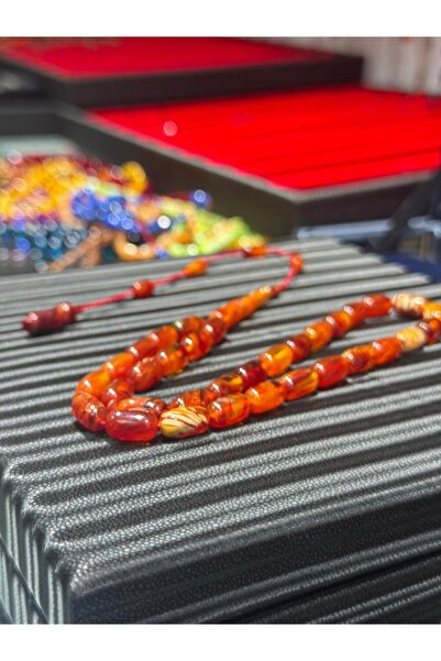 Septemmart Special Cast Marble Caramel Crimped Amber Prayer Beads 6X11 mm Ima...