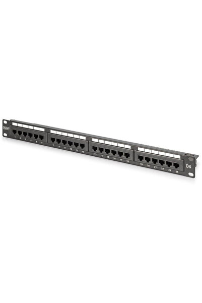 Digitus Patch Panel 24 Ports, Digitus, DN-91624U-CR, RJ45, CAT6, Black, 1U