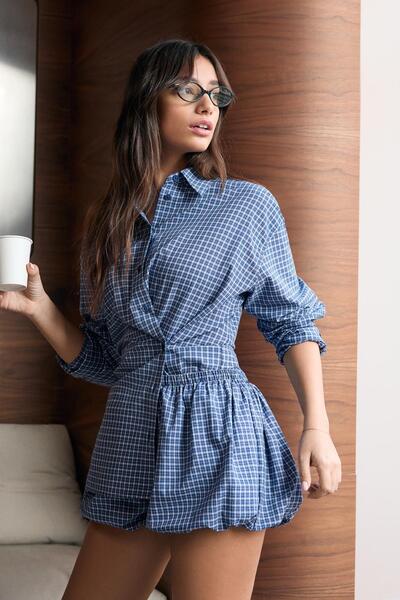 Bershka Uzun kollu kruvaze düğmeli gömlek