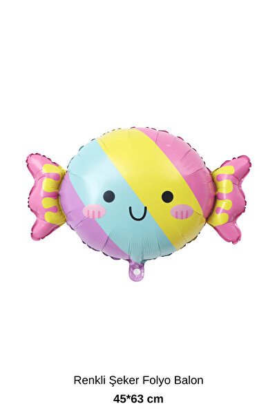 Bunloon Renkli Şeker Şekilli Folyo Balon 45×63 cm Parti Süsü