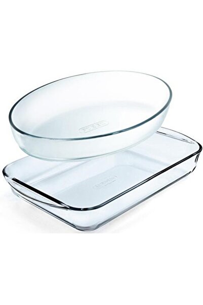 Pyrex glass oven tray set, 2 pieces - Clear 2,7L + 2,2L