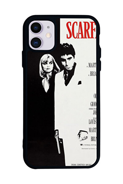 SCALETA CASE iPhone 12 Uyumlu Tony Montana Tasarımlı Glossy Mat Siyah Silikon...