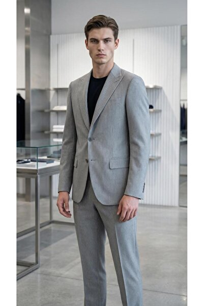 CLISHE Men's Slim Fit Suit with Pocket and Elastic Waist