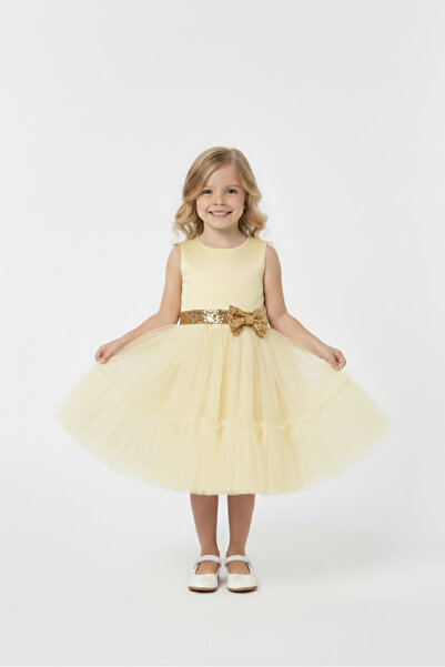 MODANINO Rochie pentru fete - Material din tul satinat - Detaliu cu curea și ...