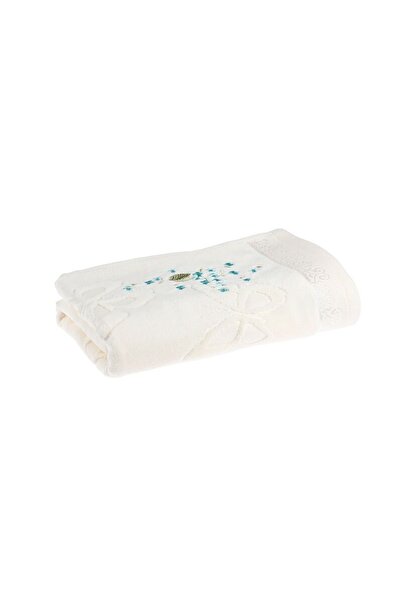 Özdilek Jasmin Embroidered Velvet Towel Cream 50X90