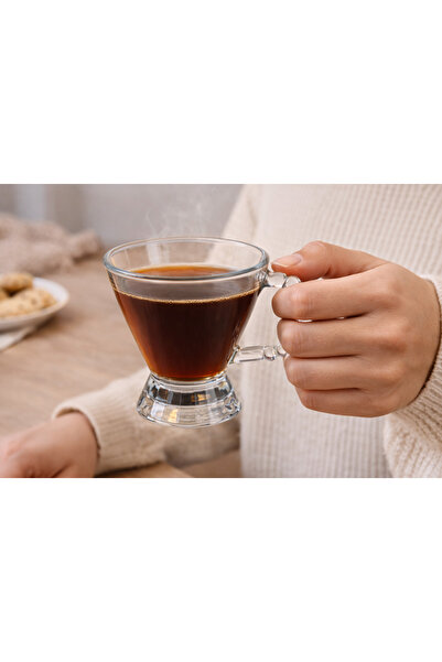 ARVALE Vintage Glass Coffee Cup with Beaded Handle, Set of 3 – for Tea and Tu...