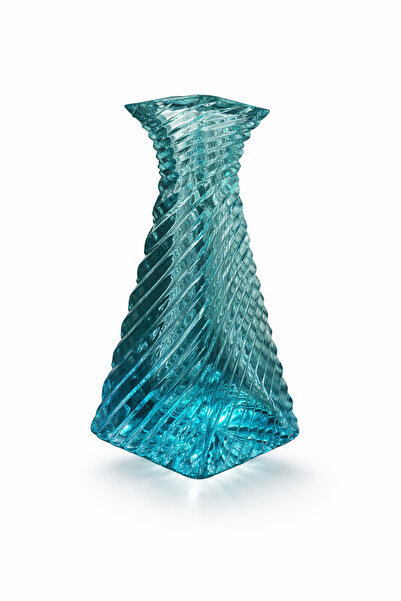 GOOSE CRYSTAL Modern Turkuaz Kristal Cam Piramit Vazo Mumluk Geometrik Kesim ...