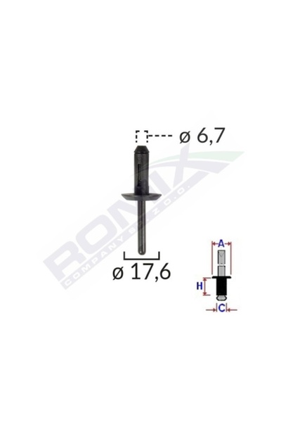 ROMİX Nituri universale din plastic 6,7 x 17,6 mm - Negre, set de 10