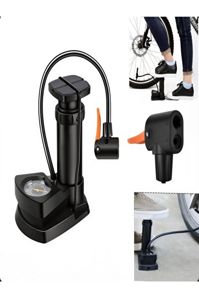 AMRIS Pompă de aer pentru picior cu manometru integrat și furtun flexibil mul...