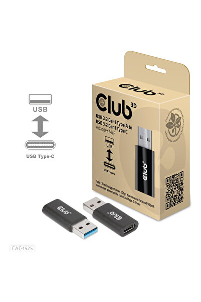 Club 3D Adaptor CAC-1525 USB 3.2 Gen1 Tip A la USB 3.2 Gen1 Tip C M/F