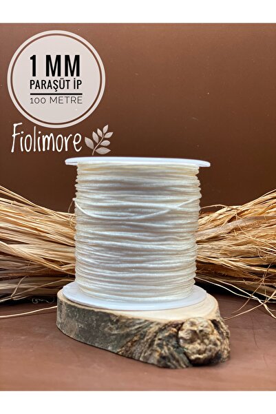 Fiolimore Paraşüt İpi Ekru Renk 1 mm 1.Kalite (1 Bobin 45 Metre) Takı Bilekli...